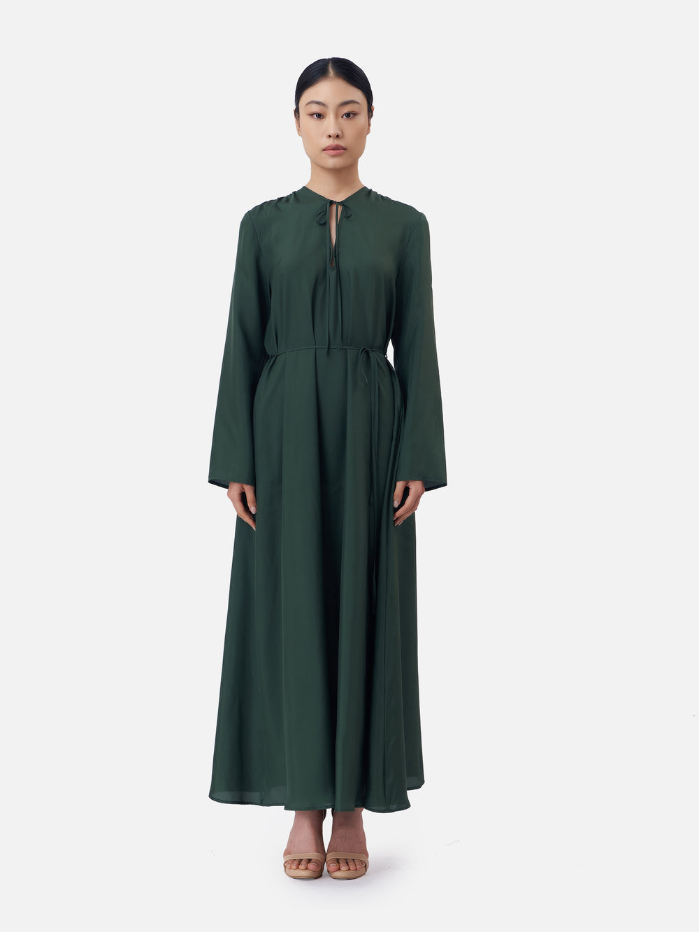 Silk Maxi Dress in Green