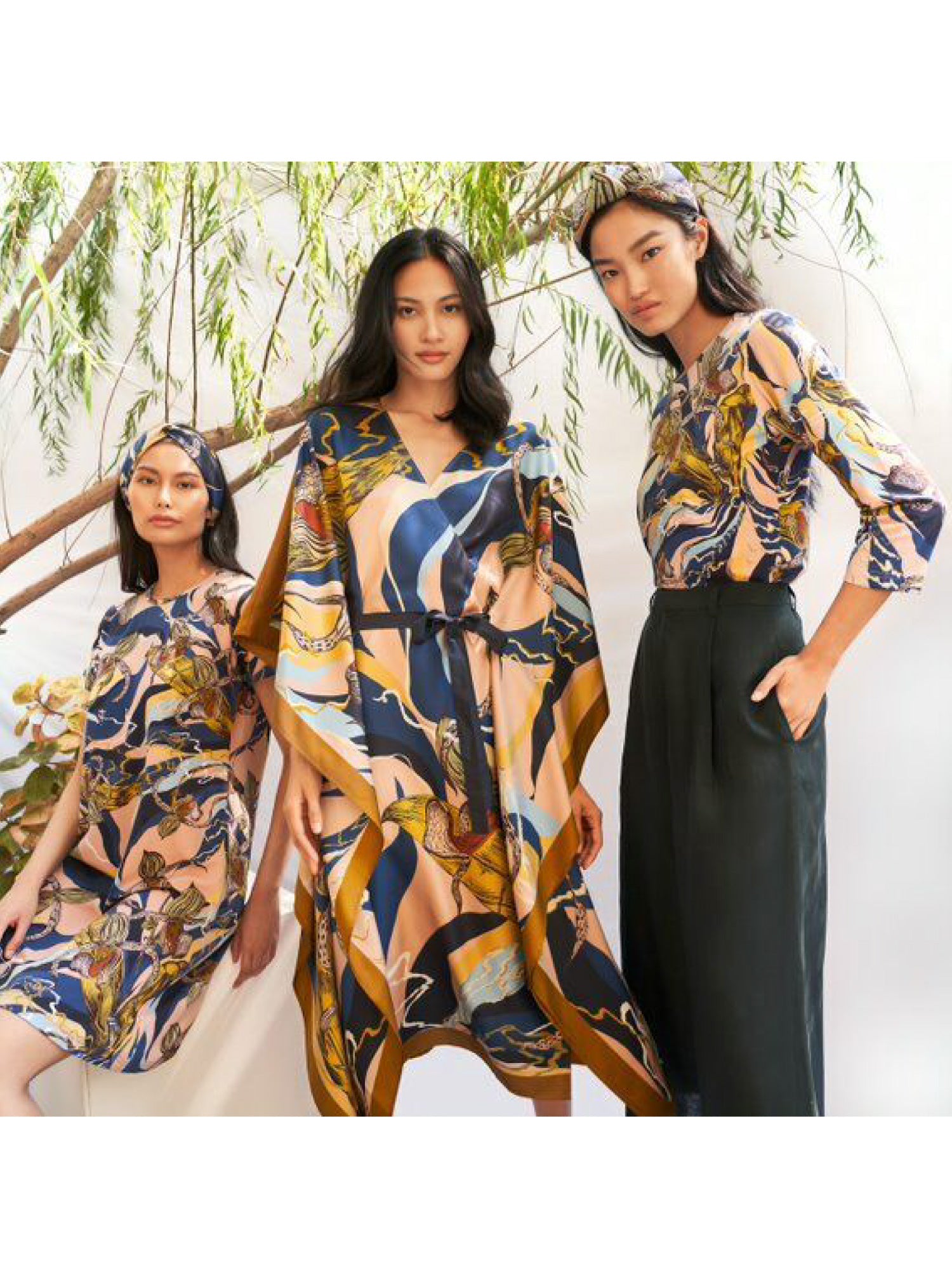 slipper orchid silk kimono kaftan dress by jim thompson Slipper Orchid Print Silk Kimono Dress in Brown