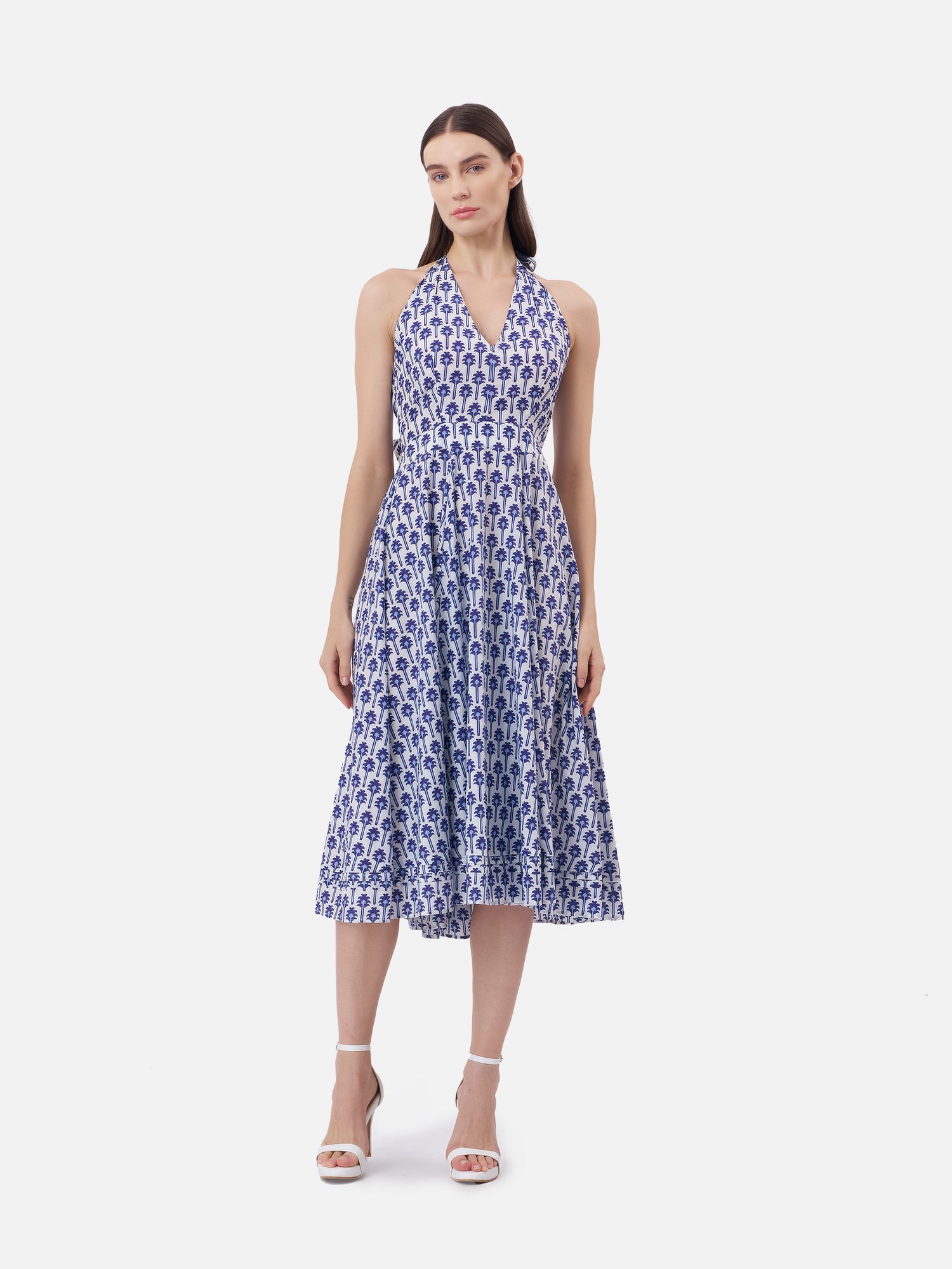 Smocked V-Neck Halter Dress | Jim Thompson Smocked V-Neck Halter Dress | Jim Thompson