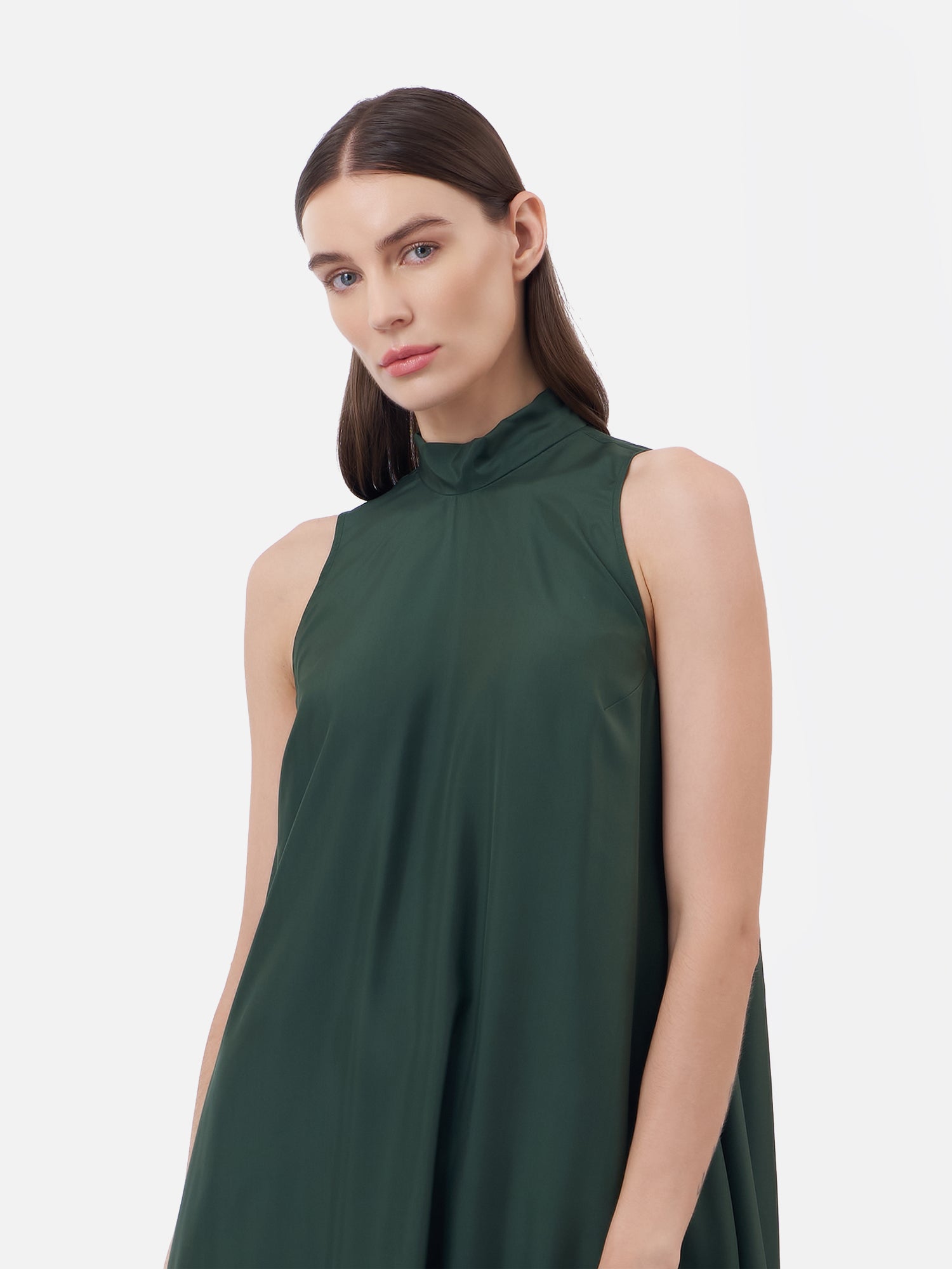 Turtle Neck Maxi Silk Dress in Green | Jim Thompson Green / 12 Turtle Neck Maxi Silk Dress in Green | Jim Thompson Green / 12