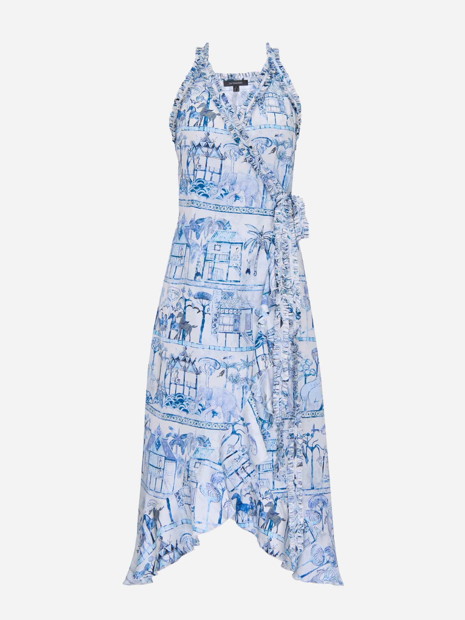 ruffle wrap midi dress Woodland Voyage Ruffle Trim Wrap Midi Dress