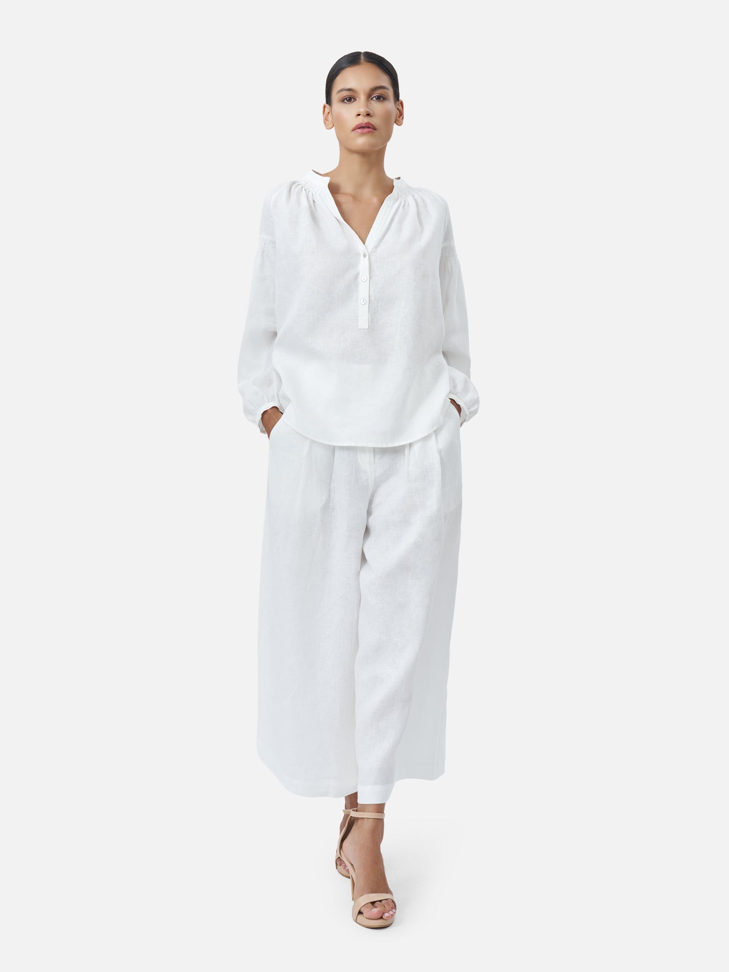 Gather Raglan Linen Blouse