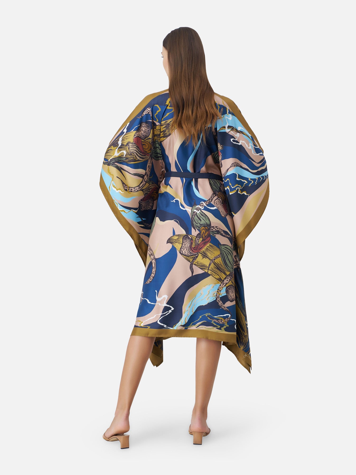 slipper orchid silk kimono kaftan dress Slipper Orchid Silk Kimono Kaftan Dress