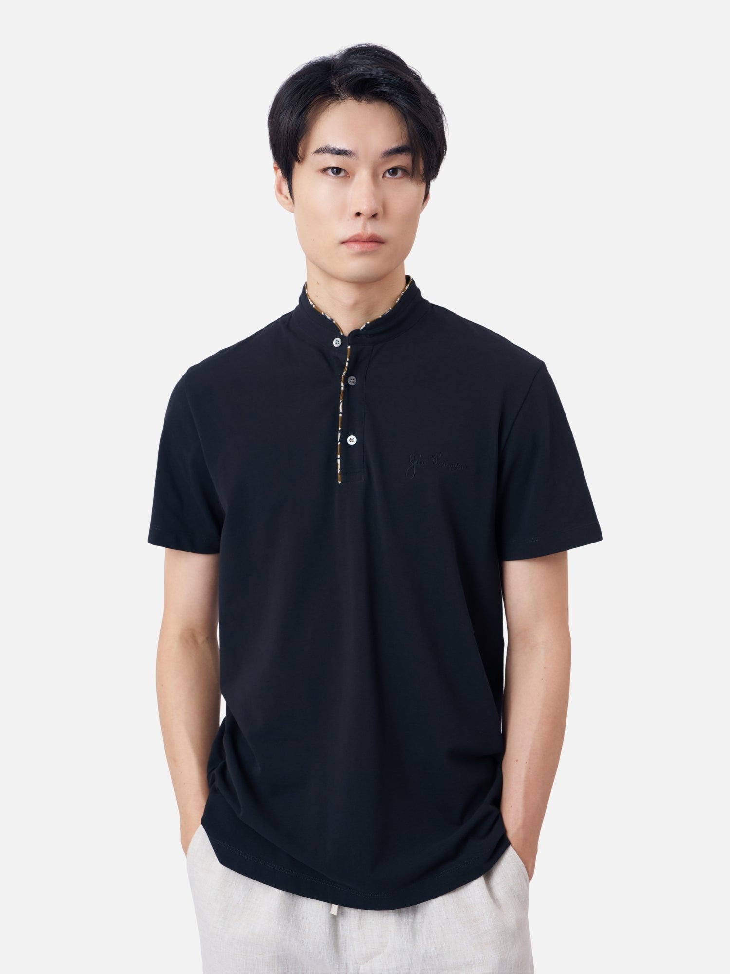 Kaika Mandarin Collar Polo | Jim Thompson