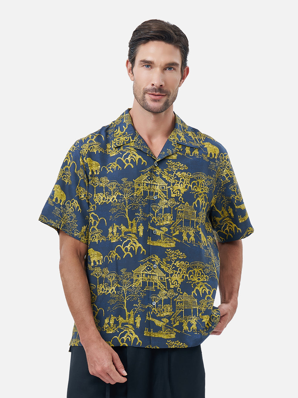 hawaiian shirt silk button up shirt short sleeve