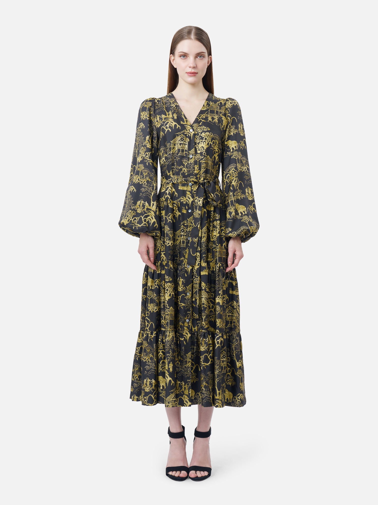 Onson V-Neck Tiered Maxi Dress