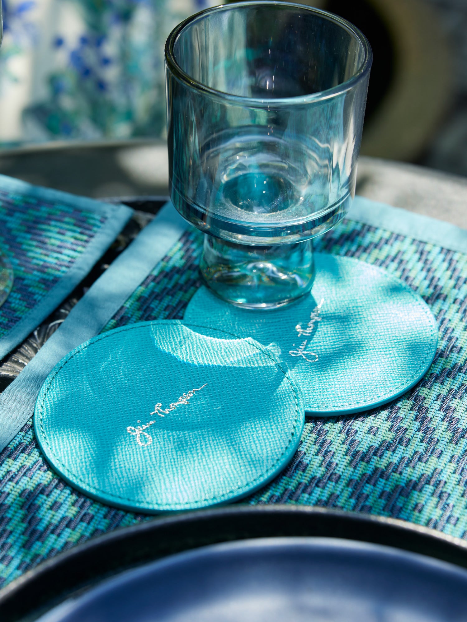 peacock glass coasters