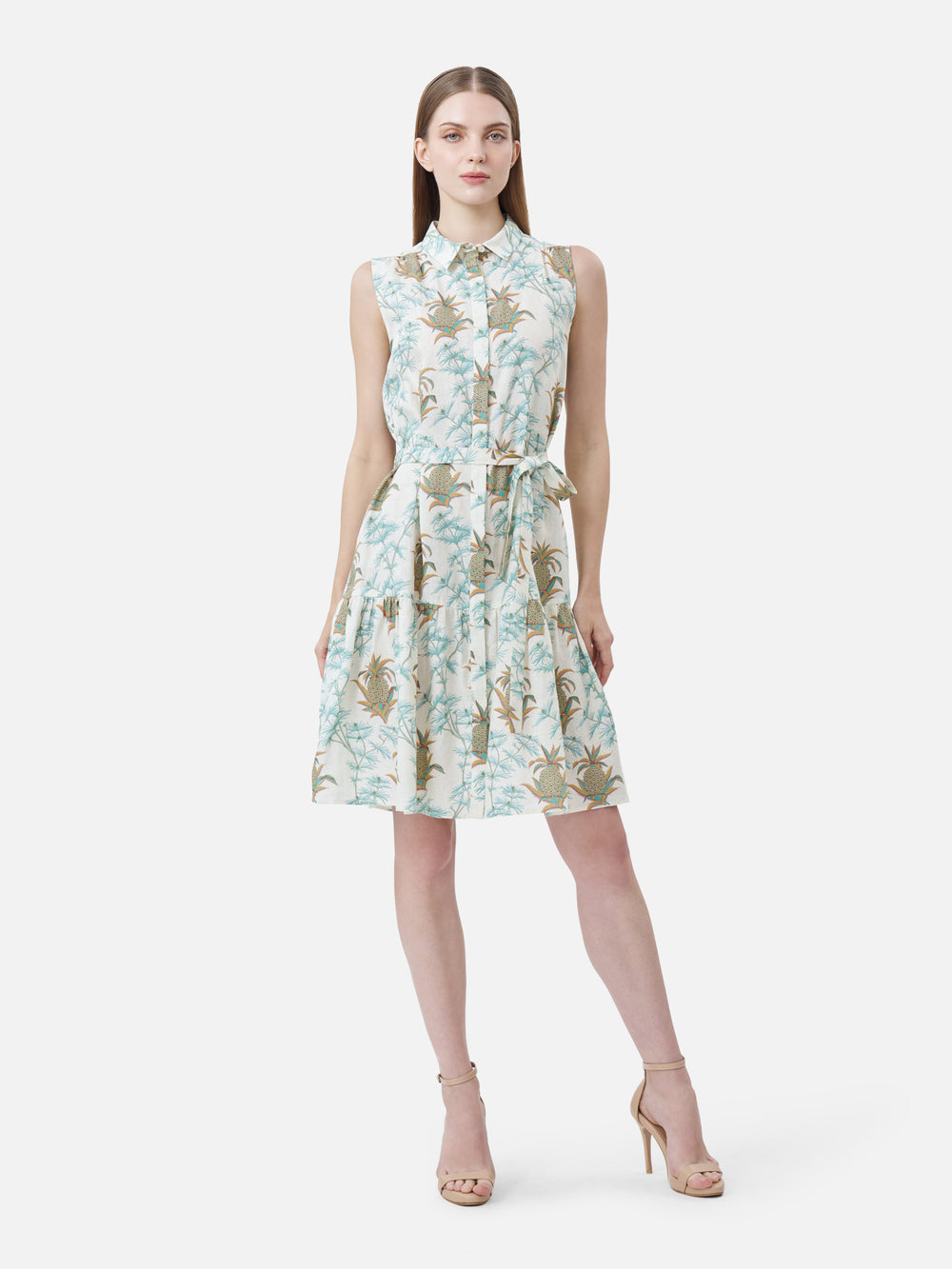 pineapple midi dress Sleeveless Color:Light green pastel Midi length silhouette Hutch Amara Floral Bustier